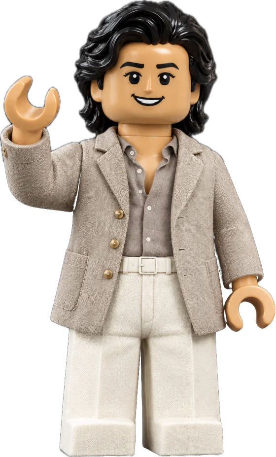 Lego-style avatar waving hello